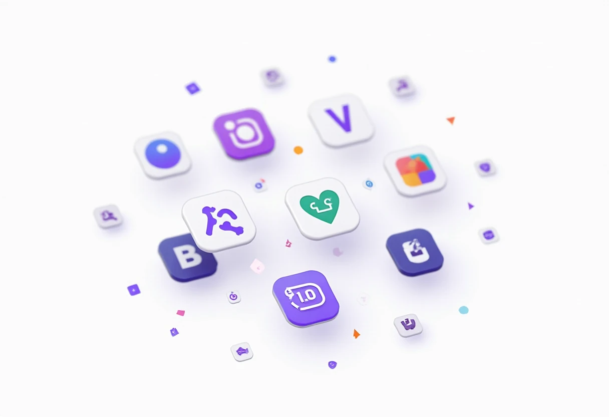 Iconos de aplicaciones deportivas en un espacio virtual