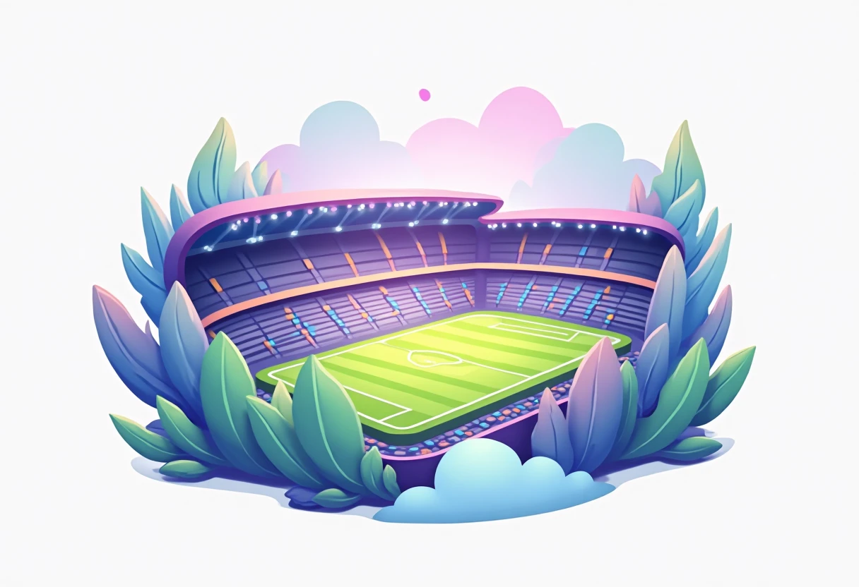 Estadio de fútbol iluminado durante un partido