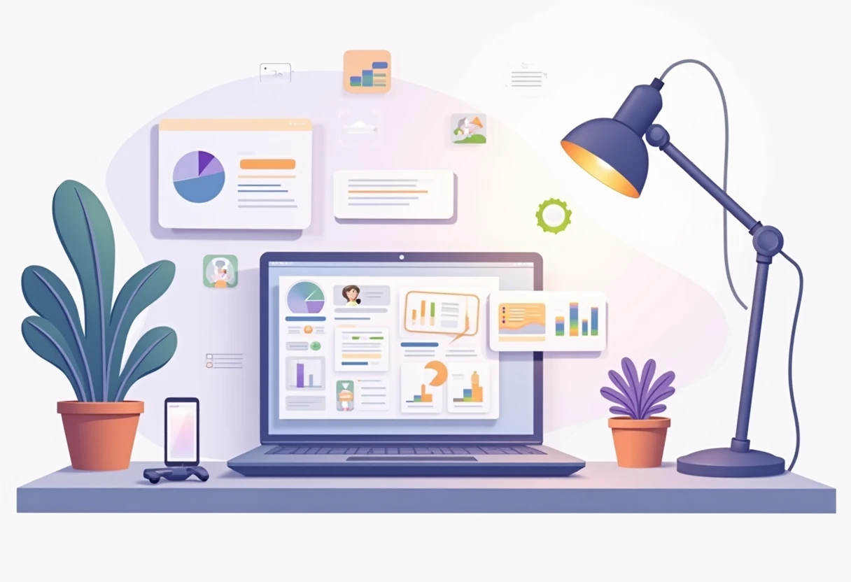 Premium budgeting app in a modern workspace